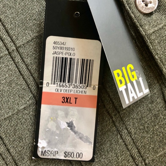 VanHeusen Big & Tall Olive Deep Lichen Jaspe Polo - Size 3XLT - Picture 4 of 10